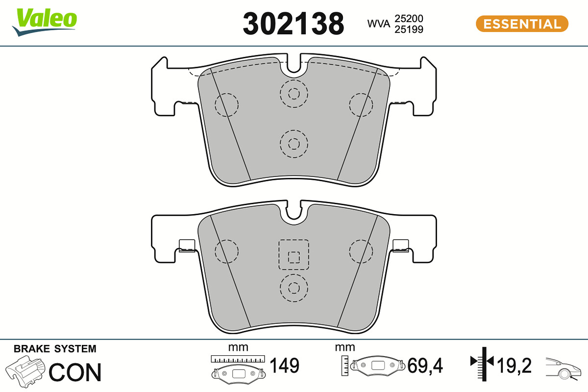 Jeu de 4 plaquettes de frein VALEO ref. 302138
